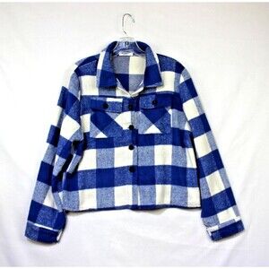 Zeagoo Flannels for Womens Med Cropped Shacket Jacket Fashion Plaid Button Down